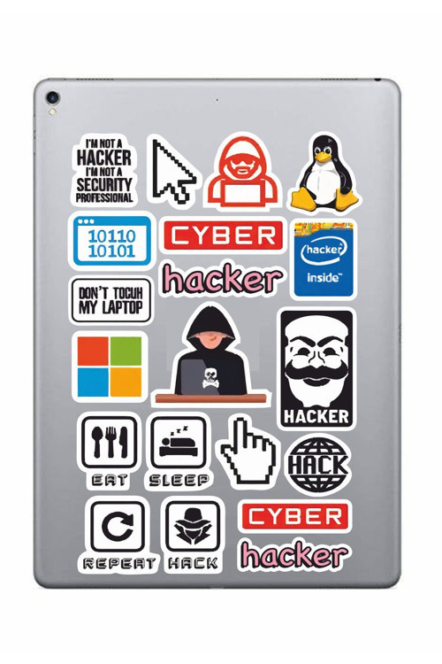 Hediyene Bak Hacker Temalı Sticker Seti, Çıkartma, Ajanda Bujo Scrapbook Kolaj Etiket Bullet Journal