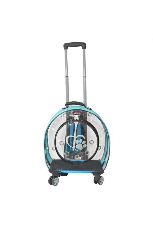 Fileli -Şeffaf Kedi Köpek Taşıma Çantası Turkuaz Küçük