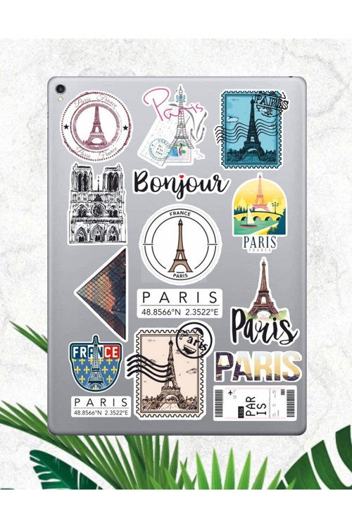 Hediyene Bak Paris - Fransa Temalı Sticker Seti, Çıkartma, Ajanda Bujo Scrapbook Kolaj Etiket Bullet Journal