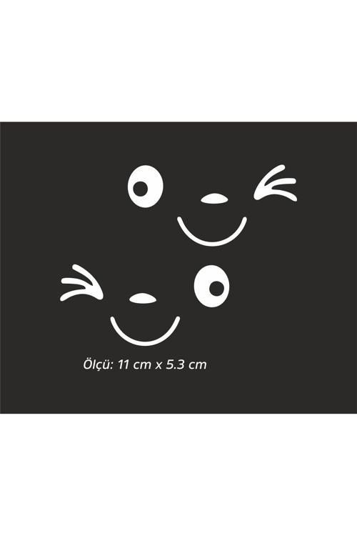 Hediyene Bak Dikiz Aynası Gülen Yüz Araç, Araba, Oto, Motorsiklet, Kask, Laptop, Cam Sticker 11X5,3 Cm