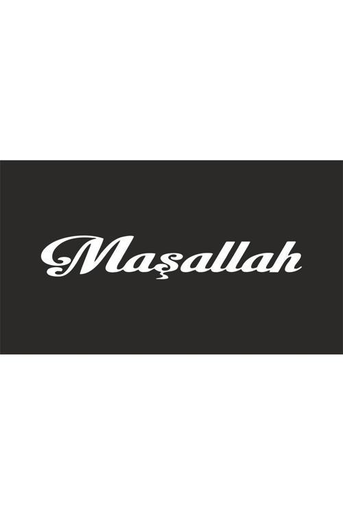 Maşallah Yazılı Araç, Araba, Oto, Motorsiklet, Kask, Laptop, Cam Sticker 24X4 Cm