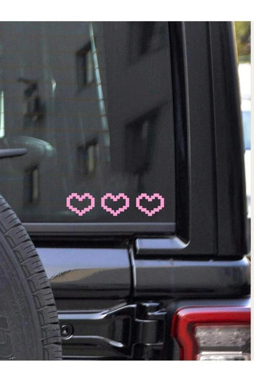 Kalp Deseni 3'Lü Araç, Araba, Oto, Motorsiklet, Kask, Laptop, Cam Sticker 18X5 Cm