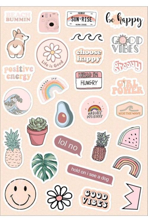 Hediyene Bak Smile Temalı Sticker Seti | Bullet Journal Sticker | Defter | Çıkartma | Scrapbook