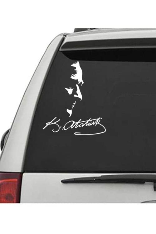 Ulu Önder Mustafa Kemal Atatürk Araç, Araba, Oto, Motorsiklet, Kask, Laptop, Cam Sticker 23X20 Cm