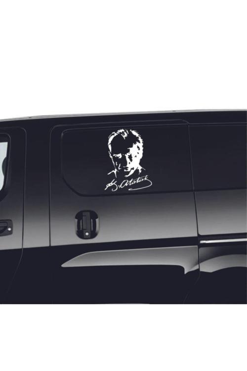 Hediyene Bak Mustafa Kemal Atatürk İmzalı Araç, Araba, Oto, Motorsiklet, Kask, Laptop, Cam Sticker 19,4X15 Cm