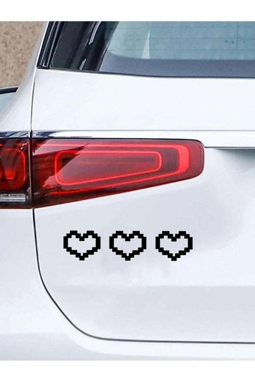 Kalp Deseni 3'Lü Araç, Araba, Oto, Motorsiklet, Kask, Laptop, Cam Sticker 18X5 Cm