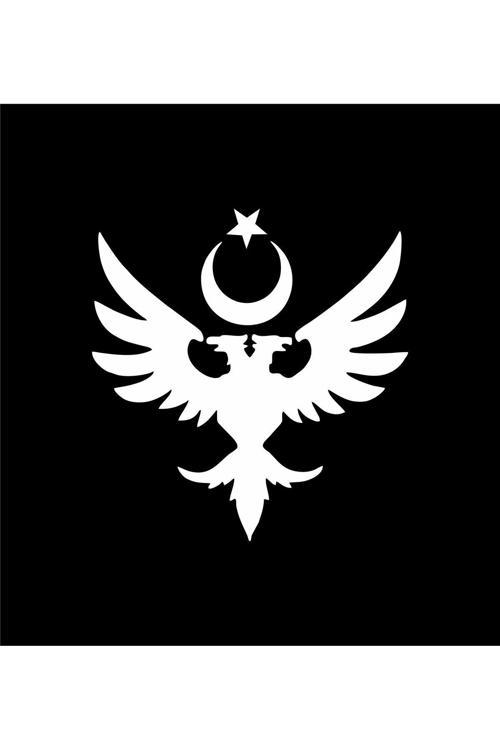 Çift Başlı Kartal Ay Yıldız Araç, Araba, Oto, Motorsiklet, Kask, Laptop, Cam Sticker 20X20 Cm