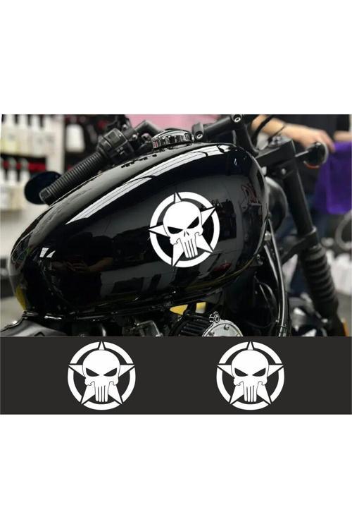 Hediyene Bak Beş Köşeli Yıldız Kafatası Cam Oto Motor Araba Sticker 14 X 14 Cm