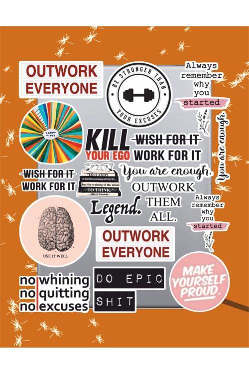 Motivasyon Sticker Seti | Laptop Ajanda Pc Tablet Telefon Defter Etiket Bullet Journal