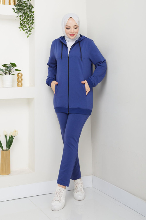 Kapüşonlu Fermuarlı Sweatshirt Takım