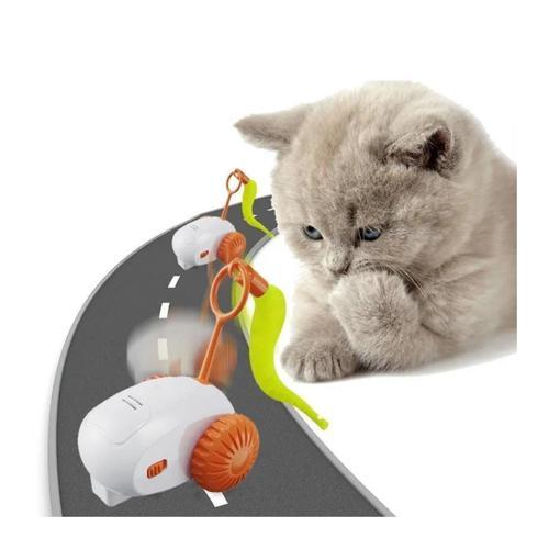 Şarjlı Hareketli Araba Kedi Oyuncağı, 8cm, Turuncu, Yeşil, Gri