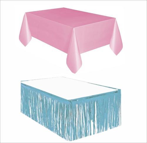 PEMBE MASA ÖRTÜSÜ, MAVİ MASA ETEĞİ