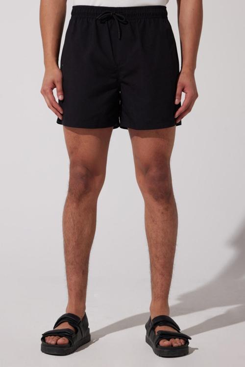 Regular Fit Normal Bel Düz Renk Siyah Deniz Şortu - L231616