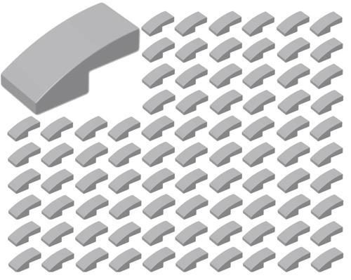 100 Adet LEGO 1x2 Açık Gri Slope Kavisli Çatı Parçası - Yedek Parça