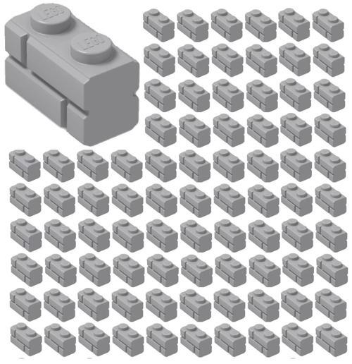 100 Adet LEGO 1x2 Açık Gri Kale Tuğla Parçası - Yedek Parça