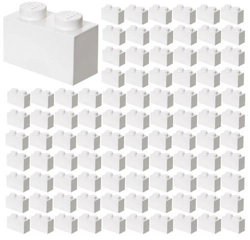 100 Adet LEGO 1x2 Düz Beyaz Tuğla Parçası - Yedek Parça