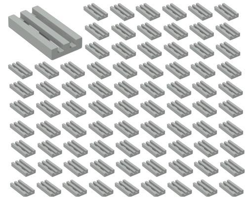 100 Adet LEGO 1x2 Açık Gri Izgara Fayans Parçası - Yedek Parça