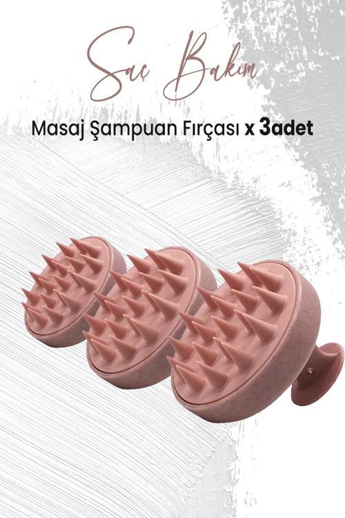 Yumuşak Silikonlu Masaj Şampuan Fırçası Pembe x 3 Adet