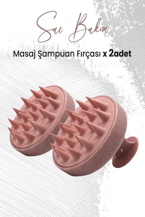 Yumuşak Silikonlu Masaj Şampuan Fırçası Pembe x 2 Adet