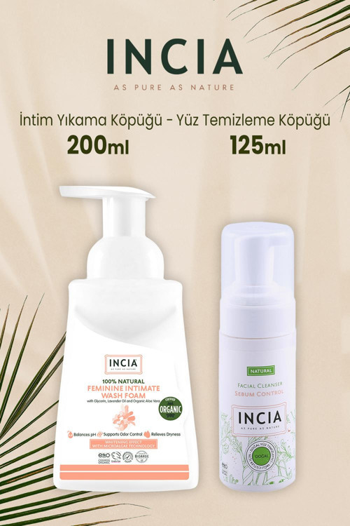 Incia İntim Yıkama Köpüğü 200 ml ve Yüz Temizleme Köpüğü 125 ml