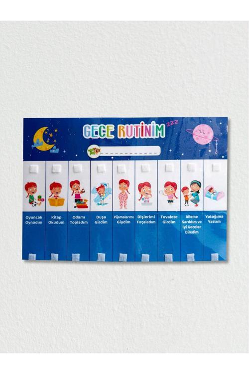 Minipoi Okul Öncesi Sabah & Gece Rutini Tablosu (Cırt Cırtlı) (Kız Görsel)