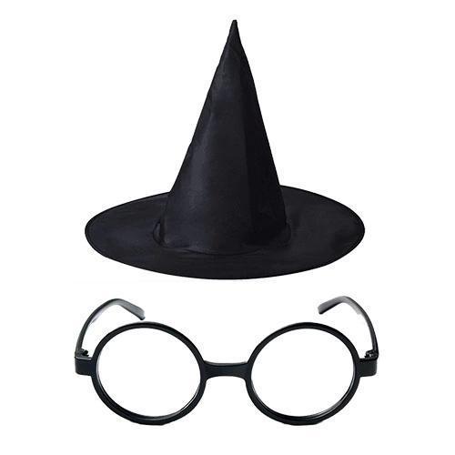 Çocuk Harry Potter Büyücü Şapkası ve Harry Potter Büyücü Gözlüğü Siyah Renk