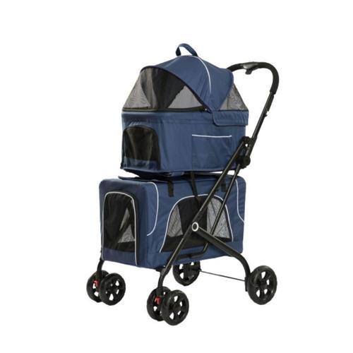 Çift Katlı Evcil Hayvan Arabası Mavi 66x50x98 Cm Max 30 Kg