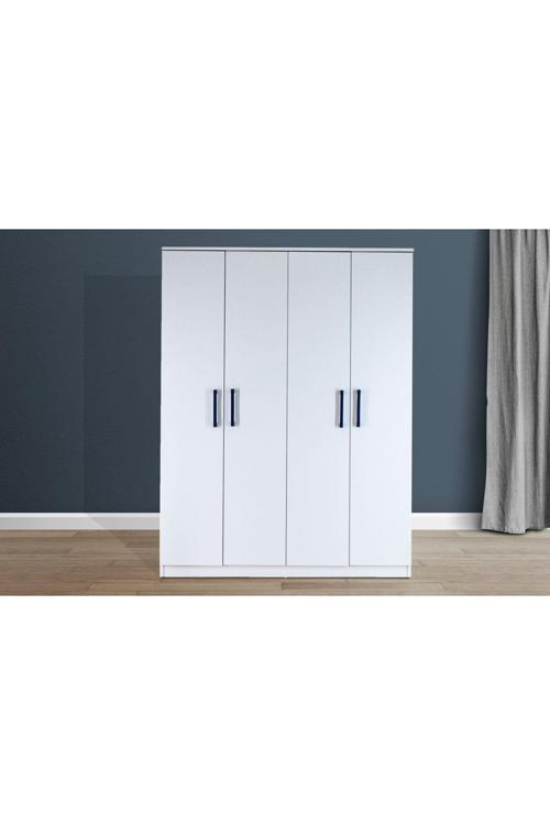 4 Kapılı Beyaz Gardırop Dolap T-900 120 X 174 X 45