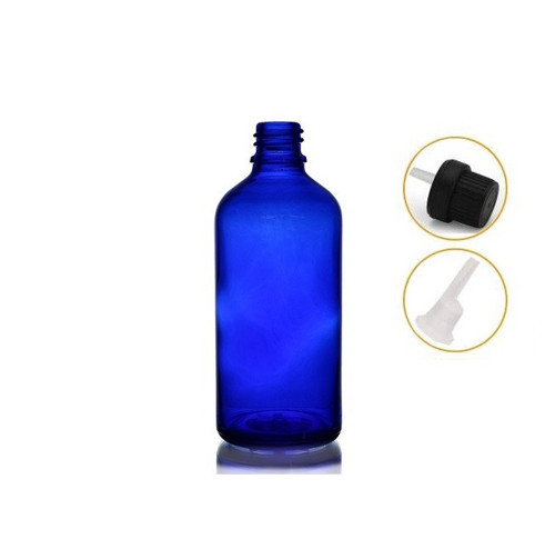 30ml mavi cam içten damlalıklı şişe siyah kapak, 12 adet, damlalıklı şişe, damlatmalı şişe
