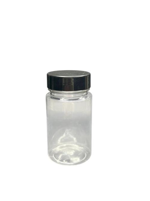 150ml şeffaf  tablet şişesi siyah kapak, 24 adet, tablet şişesi, ecza şişesi, kozmetik şişe