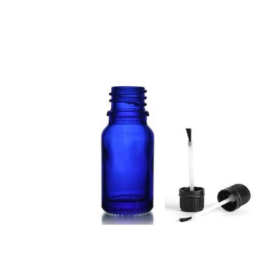 30ml mavi cam şişe fırça kapaklı, 12 adet, ecza şişesi, kozmetik şişe, yapıştırıcı şişesi, yağ şişesi