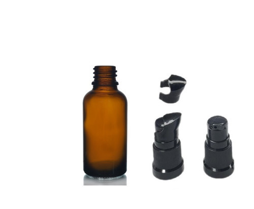 30ml kahverengi cam serum pompalı şişe, 12 adet, pompalı şişe, medikal şişe, cam şişe,