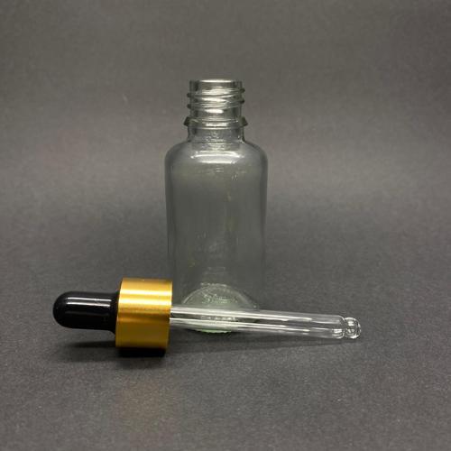 20ml Şeffaf, Cam Şişe, 24 adet, Cam Damlalıklı, Ecza şişesi, Propolis şişesi, Gold Kapak Siyah Emzik