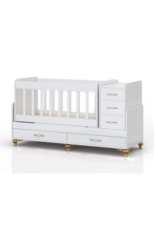 Mdf Korkuluklu, Anne Yanı, Çekmeceli, Büyüyen, Karyola Olabilen, Sallanır Beşik 60 X 120