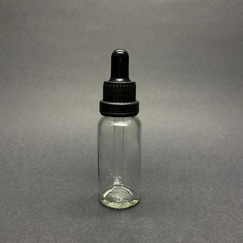 20ml, Şeffaf Cam Şişe, 24 adet, Cam Damlalıklı, Ecza şişesi, Propolis şişesi, Siyah Kapak Siyah Emzik