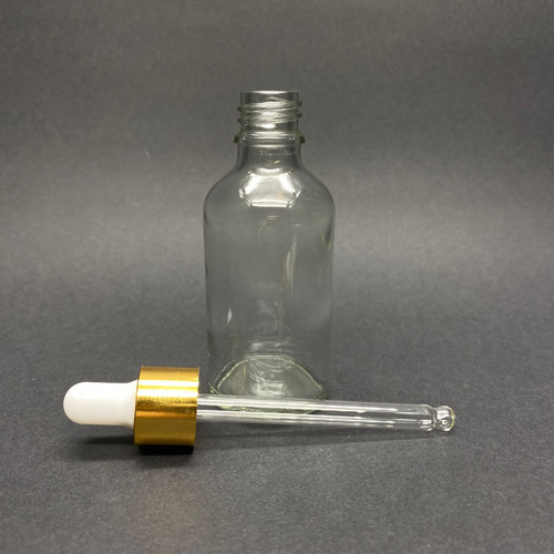 50ml Şeffaf, Cam Şişe, 12 adet, Cam Damlalıklı, Ecza şişesi, Propolis şişesi, Gold Kapak Beyaz Emzik