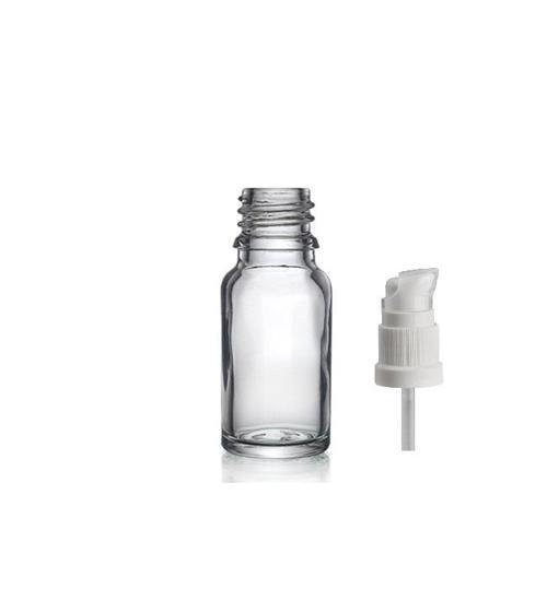 10ml şeffaf cam serum pompalı şişe, 24 adet, pompalı şişe, medikal şişe, cam şişe,  