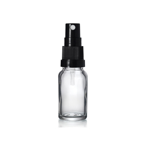 20ml şeffaf cam, siyah sprey başlıklı şişe, 12 adet, cam şişe, sprey şişesi, ecza şişesi, dropper şişe, medikal şişe