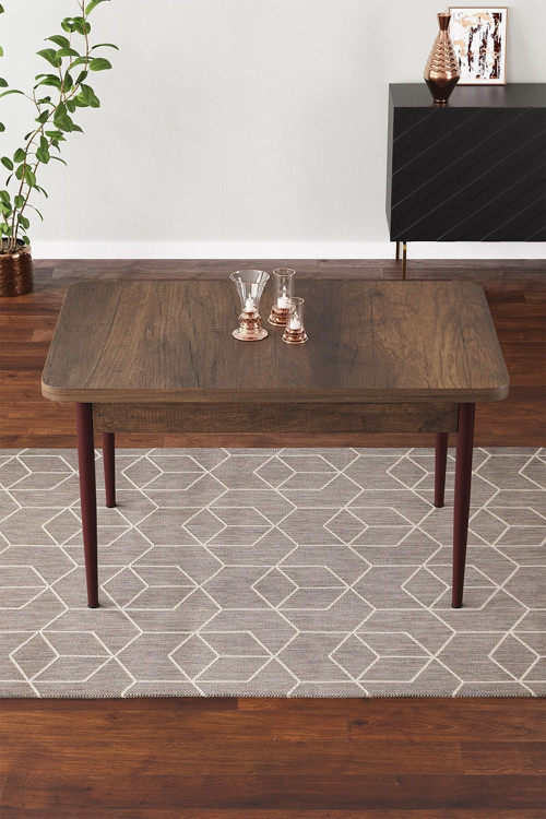 Pista 70X110 Mdf Barok Masa Ahşap Ayaklı Sabit Üst Kalite Mutfak Masası