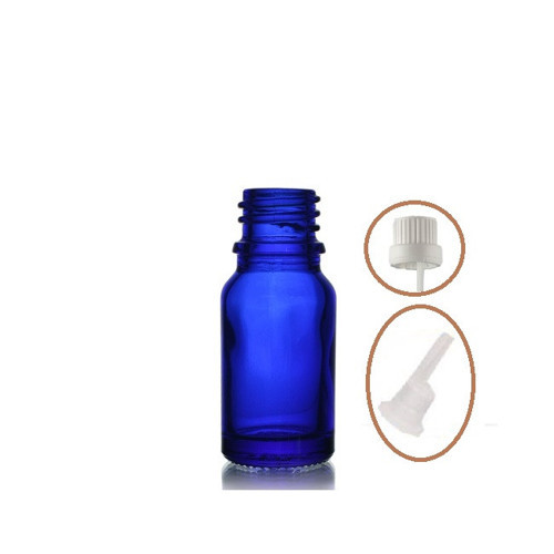 10ml mavi cam içten damlalıklı şişe beyaz kapak, 24 adet, damlalıklı şişe, damlatmalı şişe
