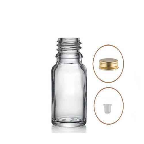 20ml şeffaf şişe sarı metal düz kapaklı, 12 adet, cam şişe, esans şişesi, yağ şişesi, kozmetik şişesi