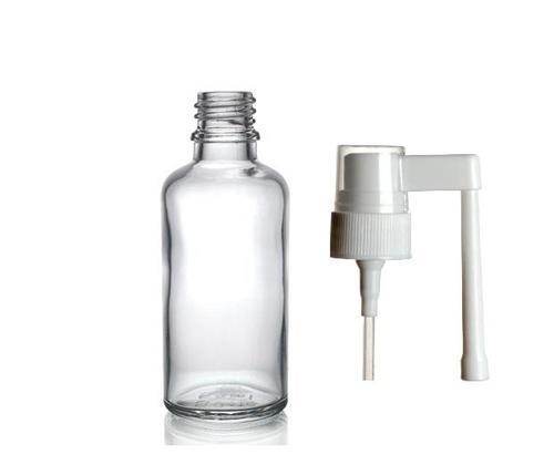 50ml şeffaf ağız spreyi başlıklı cam şişe,12 adet, ağız spreyi şiesi, cam şişe, medikal şişe