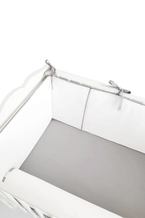 Bebek Beşik Biyeli Bumper/yan Koruma Seti 60x120 Kırık Beyaz-gri