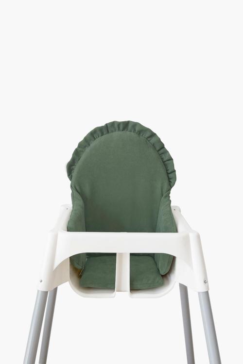 Fırfırlı Yeşil Mama Sandalyesi Minderi Vintage, Iskandinav, Bohem
