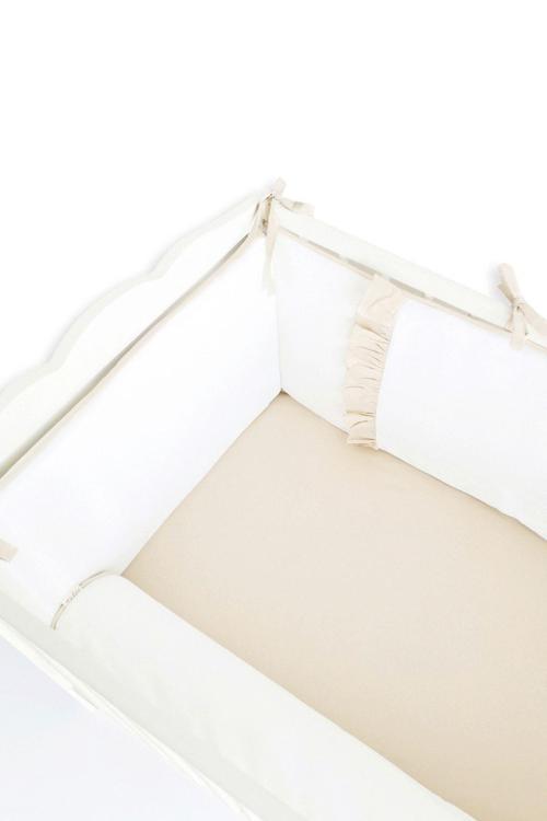 Bebek Beşik Fırfırlı Bumper/yan Koruma Seti 60x120 Kırık Beyaz-bej