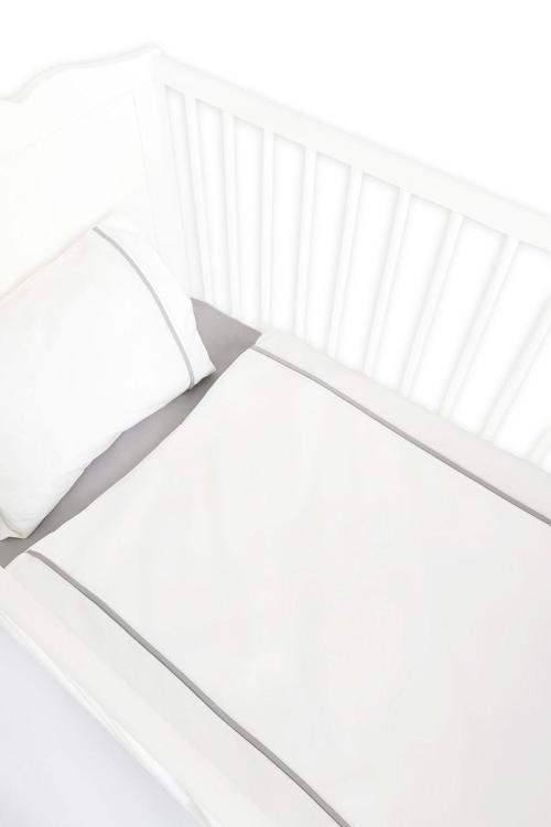 100x150 Bebek/çocuk Biyeli %100 Pamuklu Nevresim Takımı Kırık Beyaz-gri