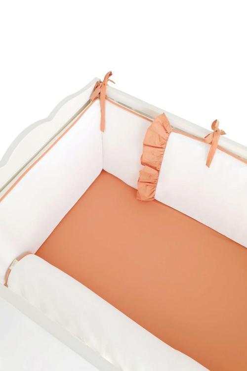 Bebek Beşik Fırfırlı Bumper/yan Koruma Seti 60x120 Kırık Beyaz-açık Tarçın