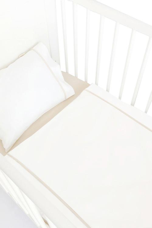 100x150 Bebek/çocuk Biyeli %100 Pamuklu Nevresim Takımı Kırık Beyaz-bej