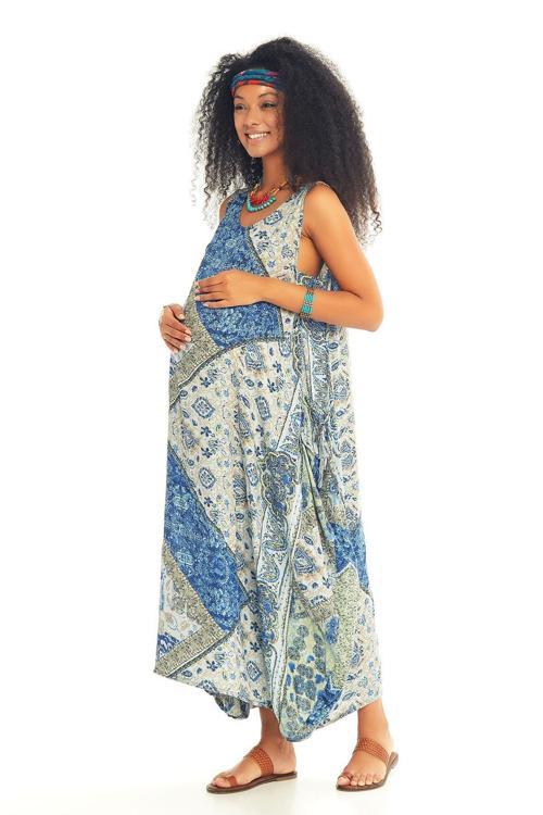 Kayık Yaka Düğmeli Günlük Hamile Elbise