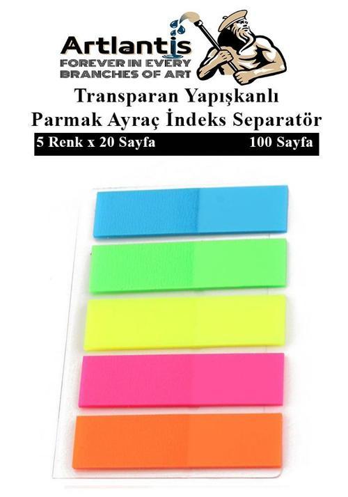 Kendinden Yapışkanlı Ayraç Postit 5 Renkli 1 Adet Yapışkanlı Not Kağıdı Transparan Parmak Ayraç İndeks Seperatör 5 Li Mi